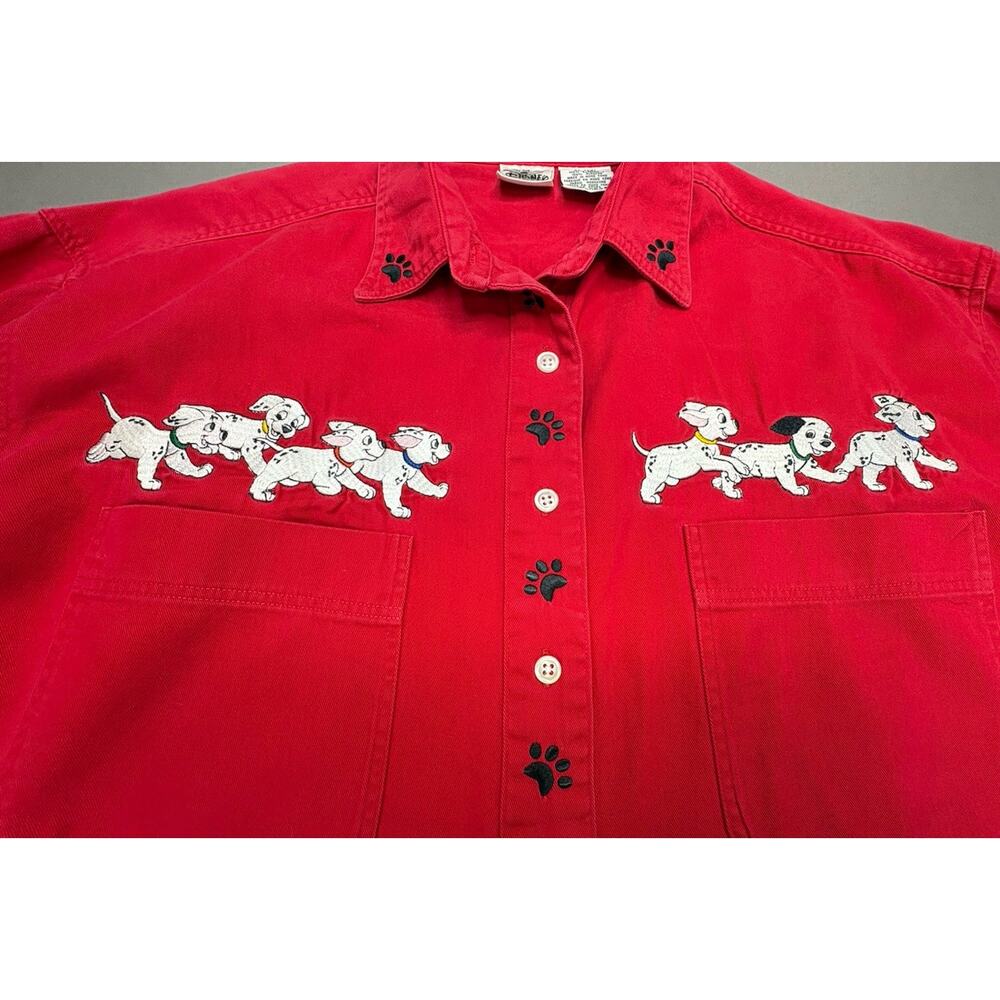 THE DISNEY CATALOG Women’s Size 2XL Vintage 101 Dalmations Embroidered Red Shirt - Picture 3 of 9